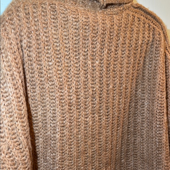 Free People Tan Cowl Neck Sweater with Chunky Knit and Oversized Fit - Picture 11 of 15